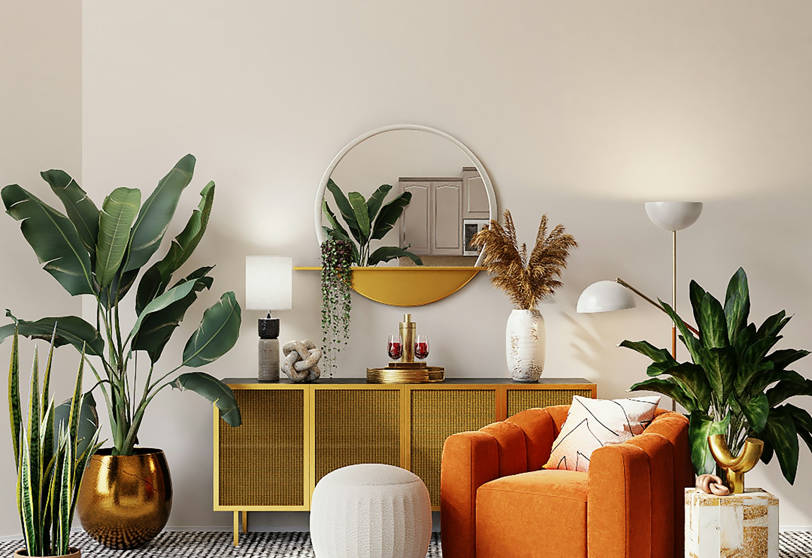 A warmly lit dining area